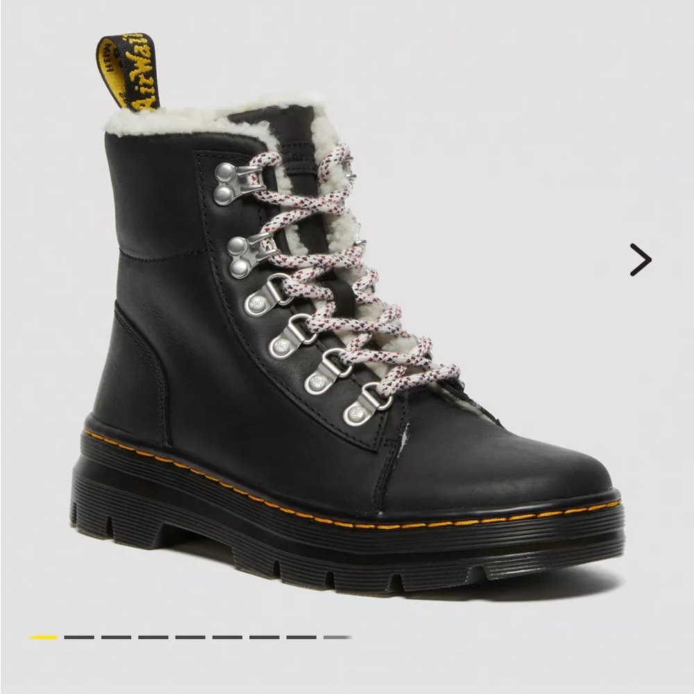 Dr. Martens Black Winter Boots with White Fur LiningDoc Martens Air Wave Black B